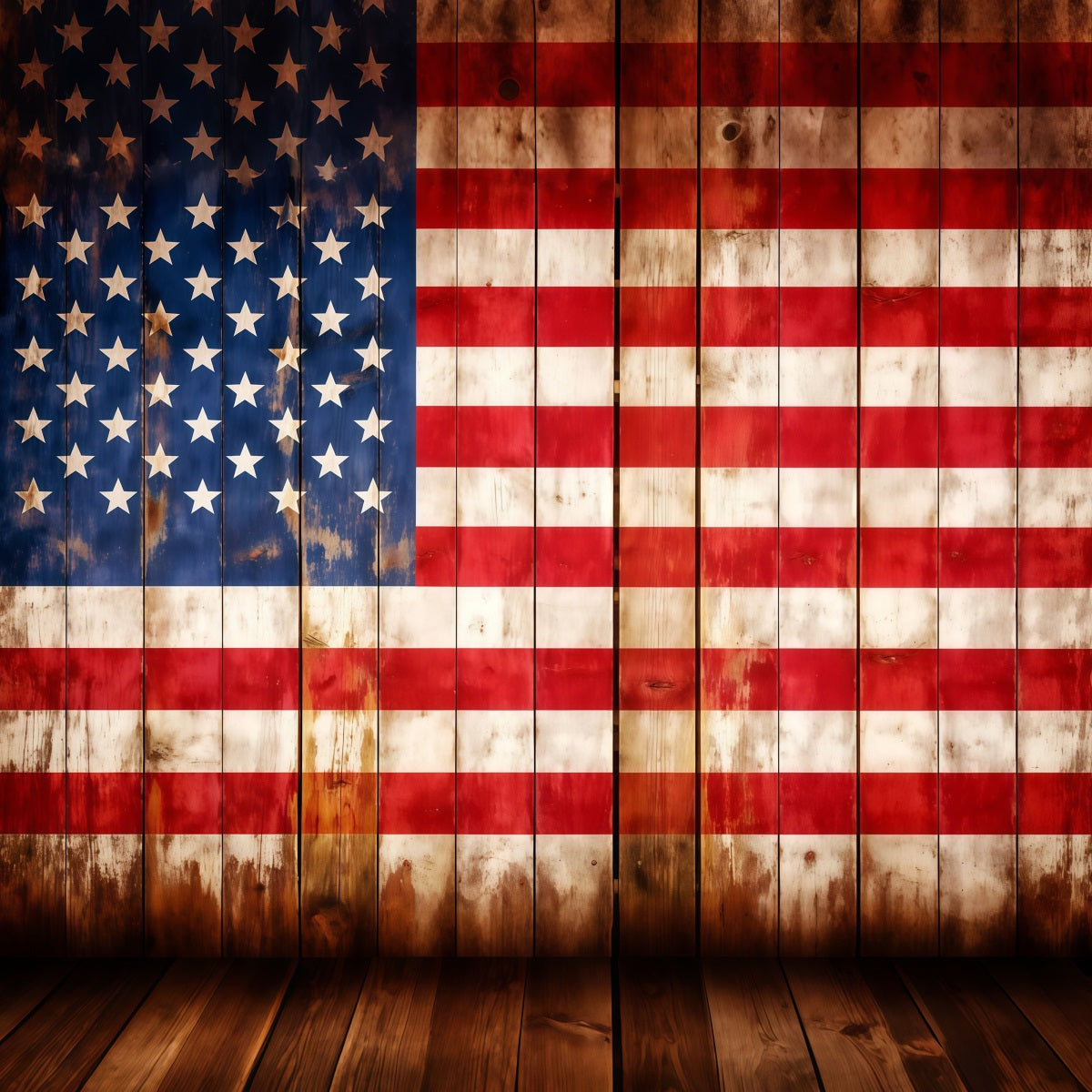 American Flag Backdrop Vintage Wood Stars Stripes Independence Day Backdrop LXX62-1