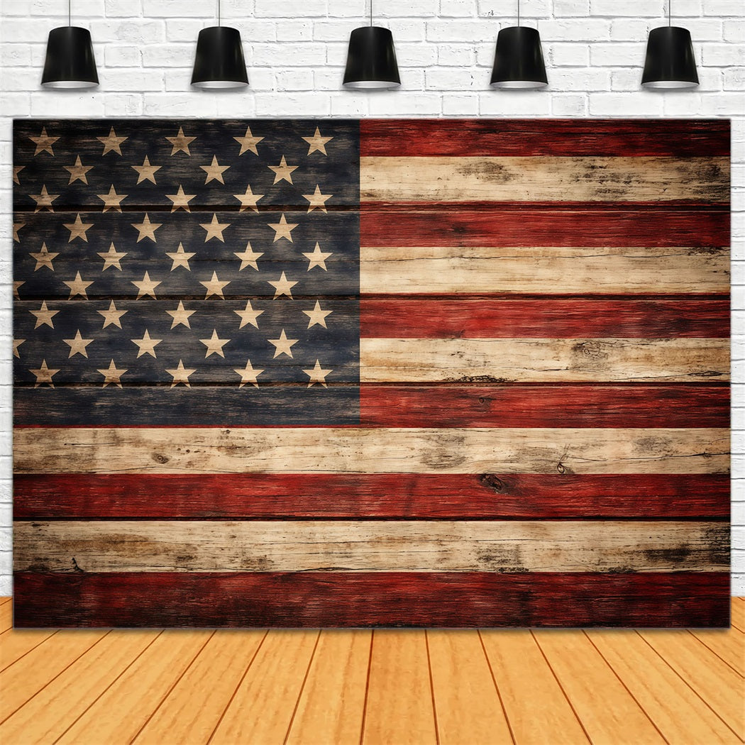 American Flag Backdrop Photography Rustic Distressed Wood 4th of July Backdrop LXX62-2