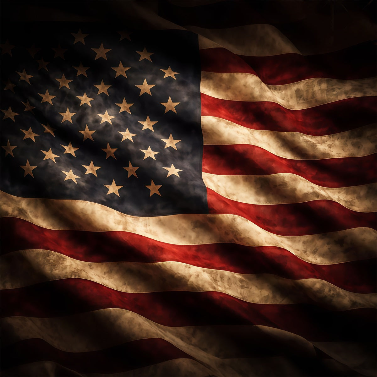 American Flag Portrait Backdrop Waving Vintage Stars Stripes 4th of July Backdrops LXX62-3