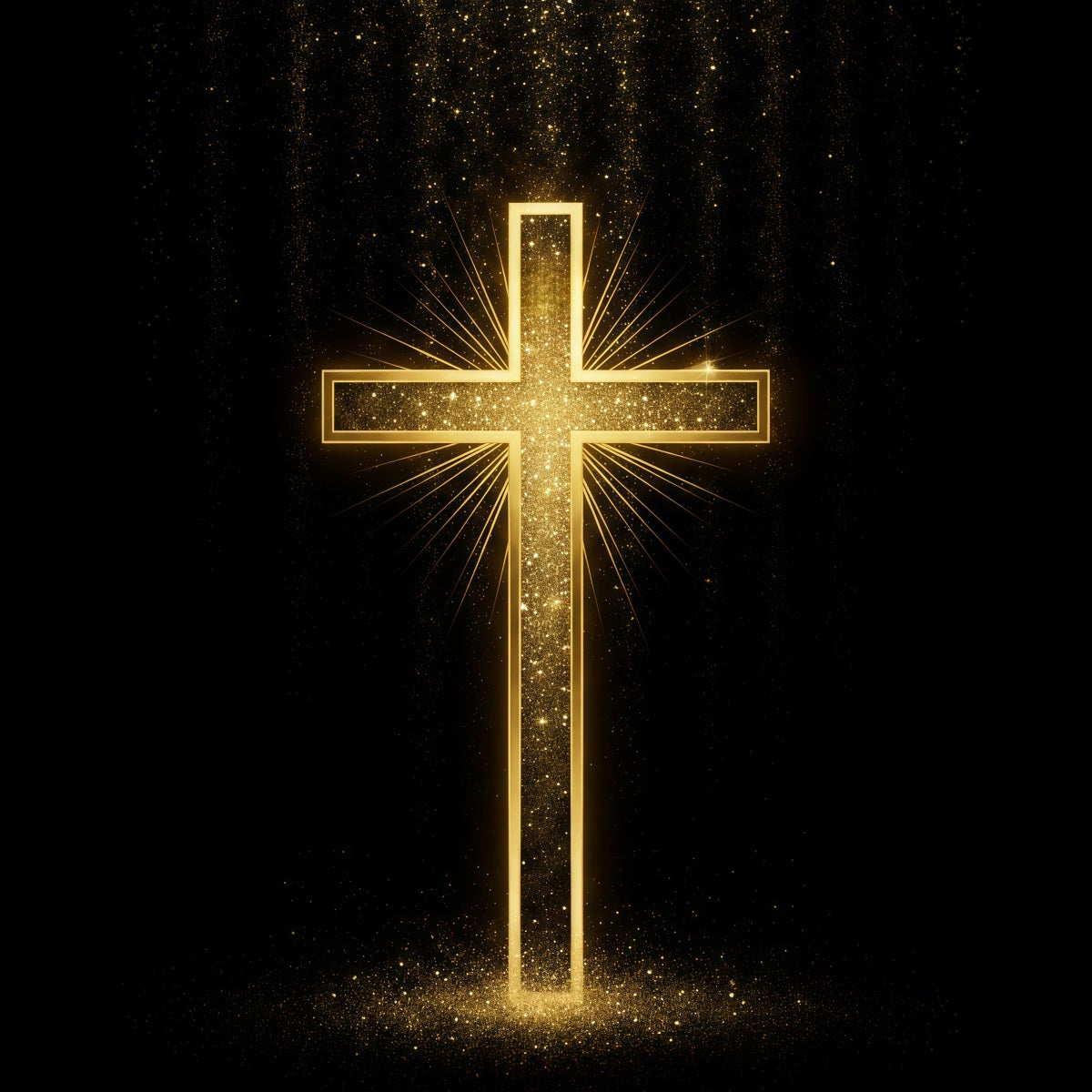 Easter Photo Backdrop Church Golden Glitter Radiant Cross Easter Photoshoot Backdrop LXX62-48