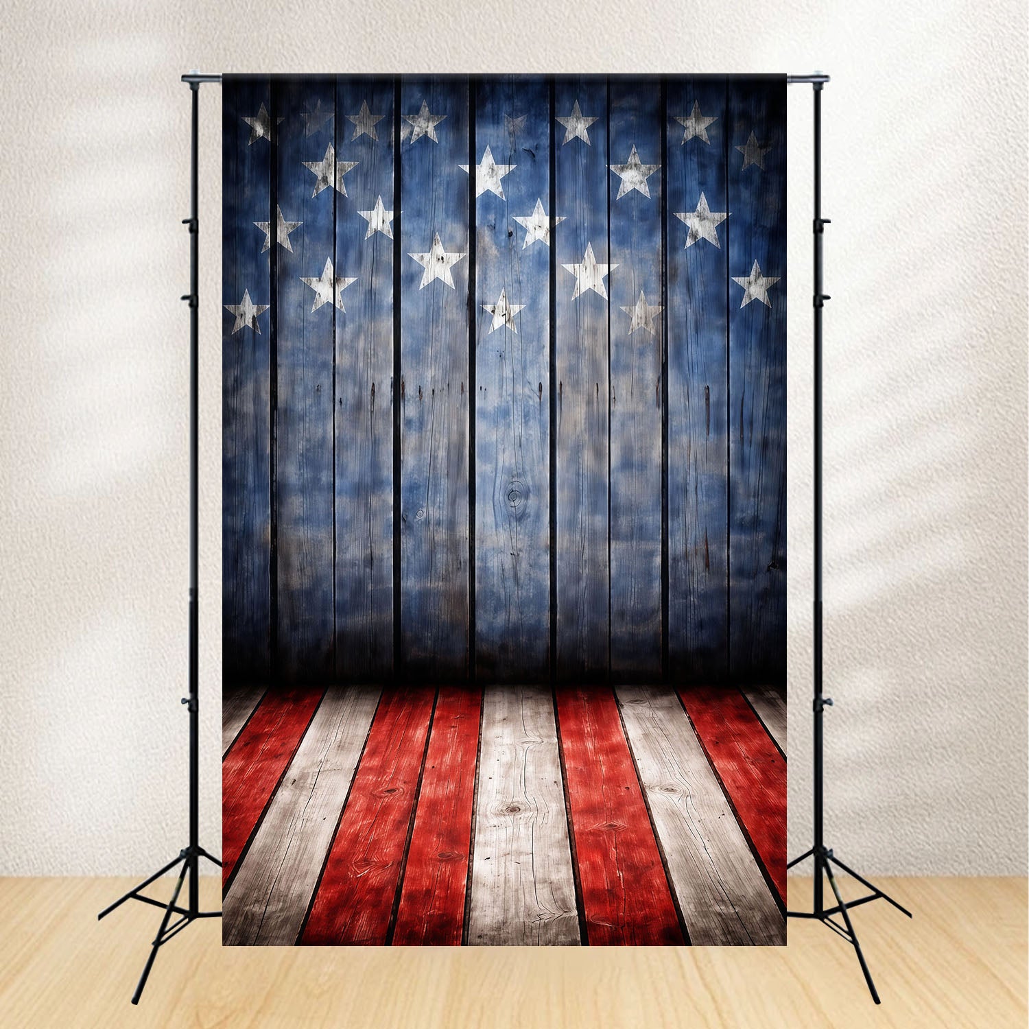 US Flag Backdrop Patriotic Star Wood Floor 4th of July Photography Backdrops LXX62-8