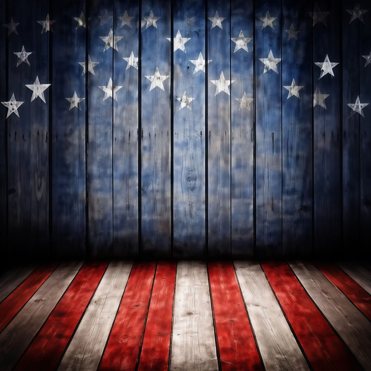 US Flag Backdrop Patriotic Star Wood Floor 4th of July Photography Backdrops LXX62-8