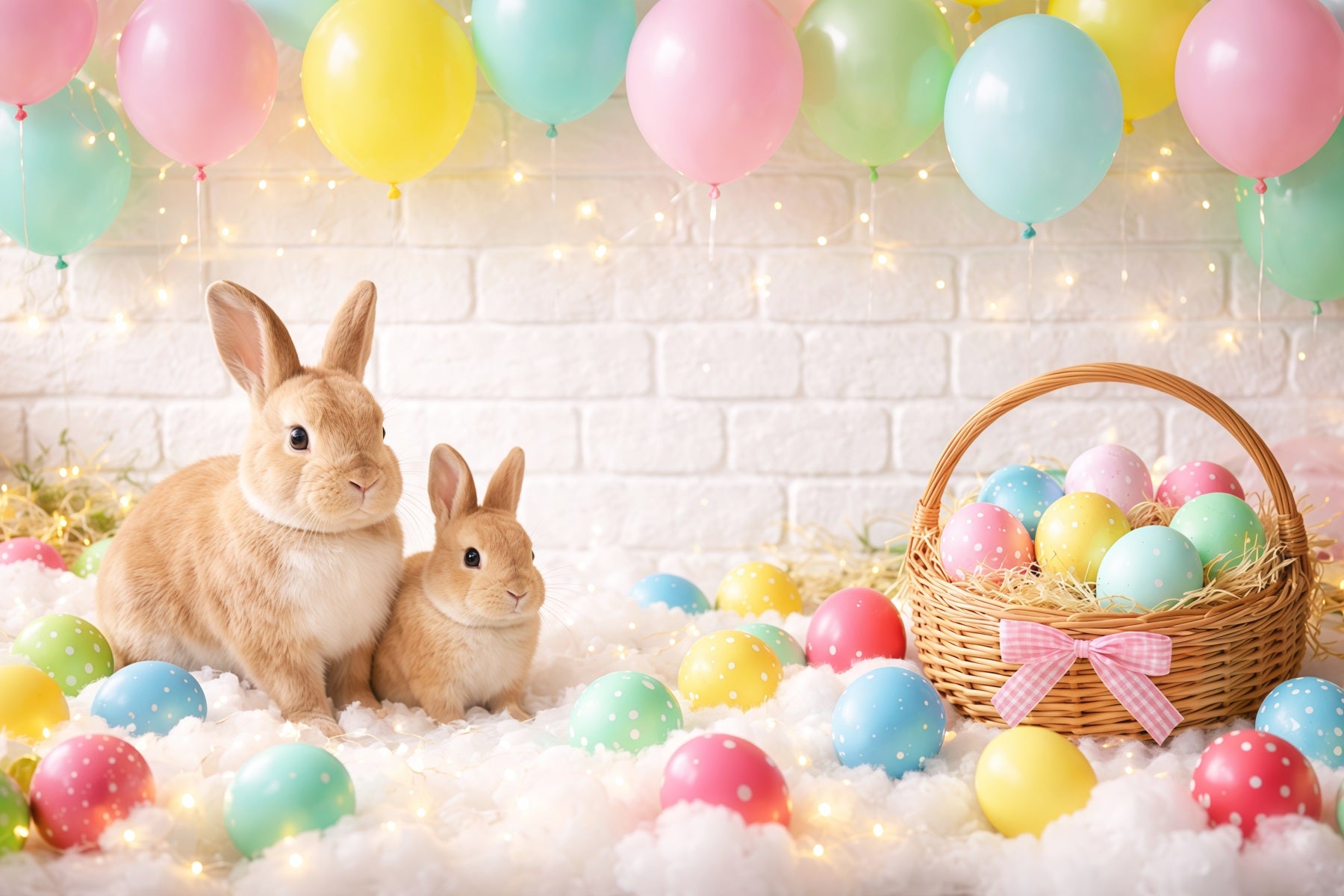 Easter Backdrop Balloons Pastel Egg Basket Bunny Easy Easter Backdrops LXX62-88