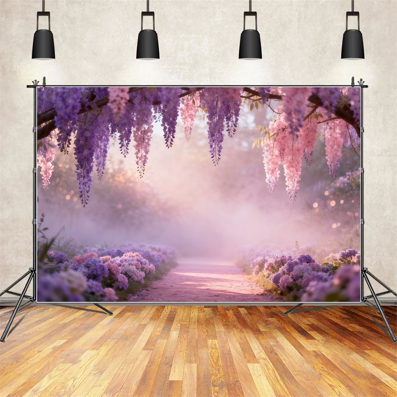 Lavender Bouquet Mother's Day Backdrop Dreamy Wisteria Hanging Blossom Backdrop Mothers Day LXX63-46