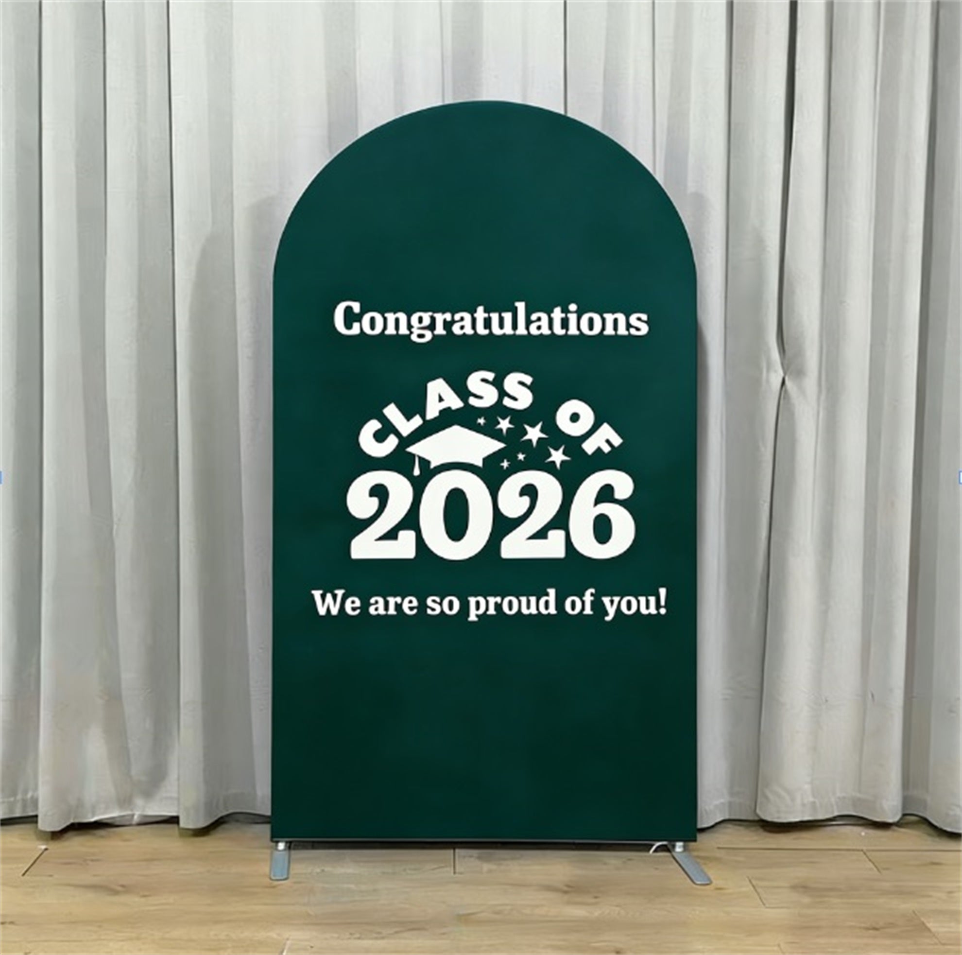 Graduation Ceremony Backdrop Green Starry Custom Design Graduation Event Backdrop LXX64-11