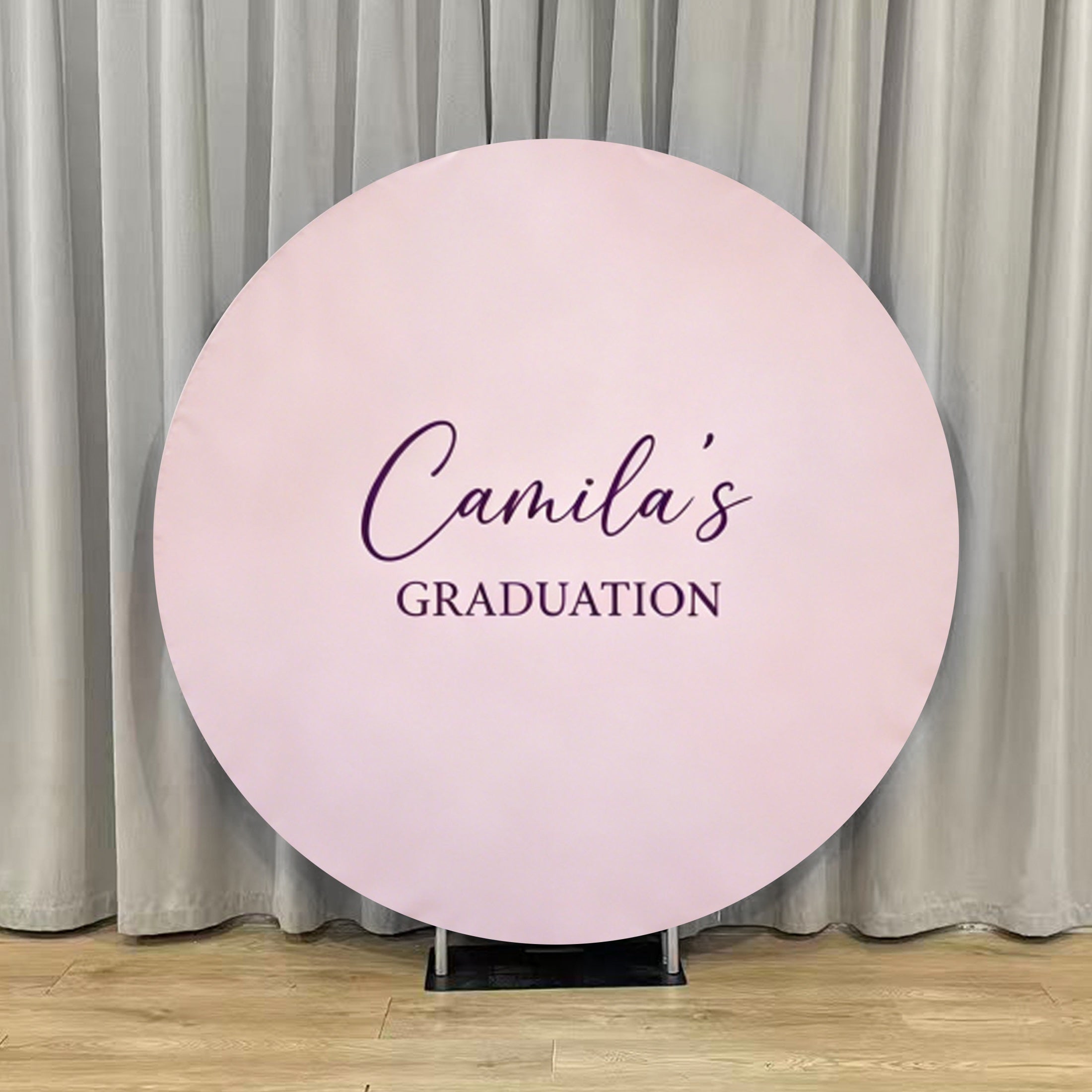 Floral Graduation Round Backdrop Pink Purple Custom Text Glitter Graduation Round Backdrop LXX64-31