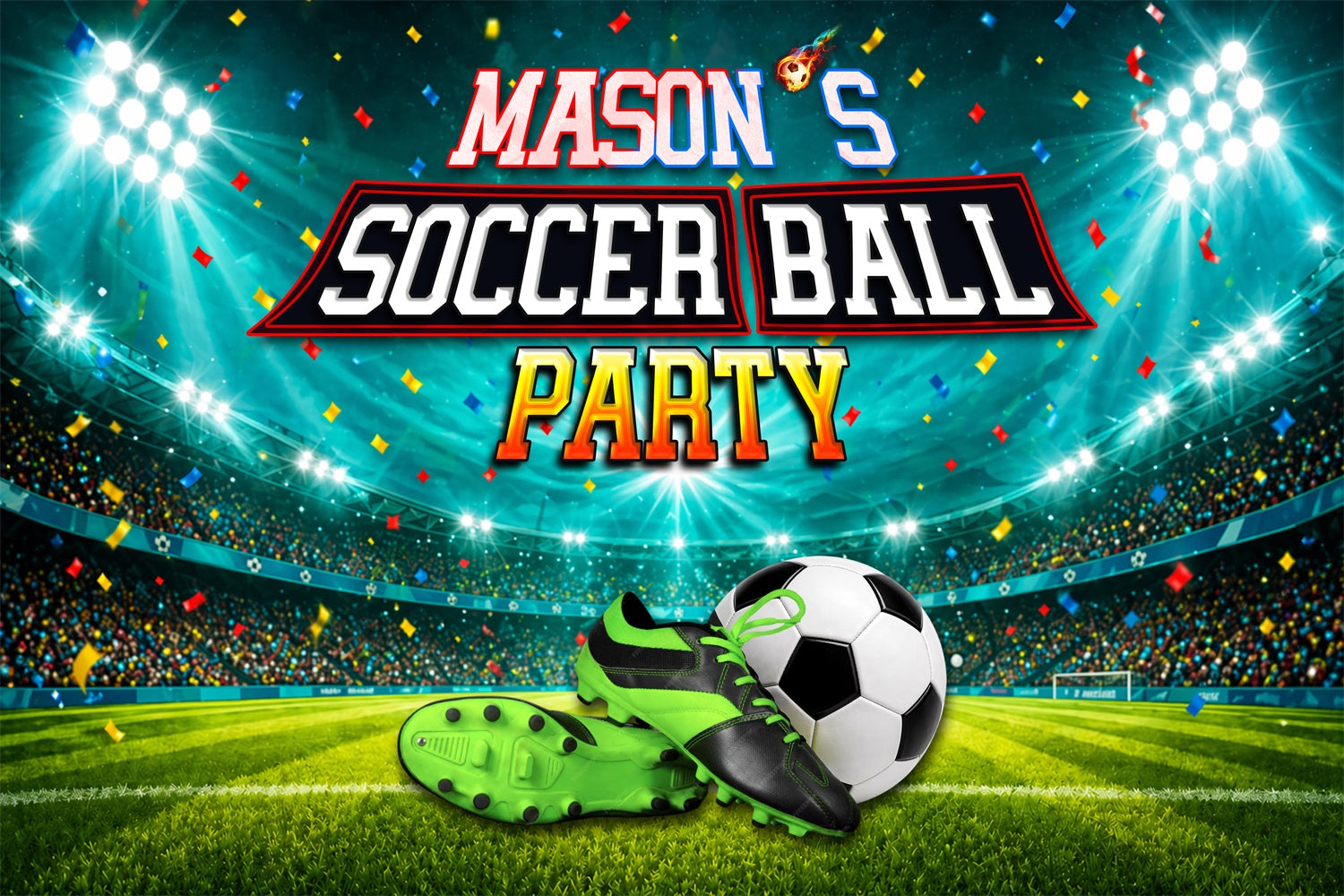 Team Celebration Backdrop Sneakers Stadium Soccer Ball Customization 2026 Soccer Party Backdrop LXX64-74