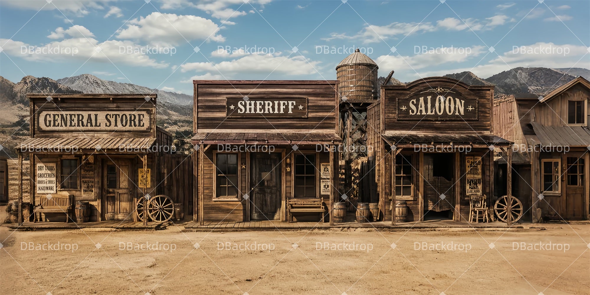 Old West Backdrop Vintage Western Town VBS Backdrops LXX65-T12