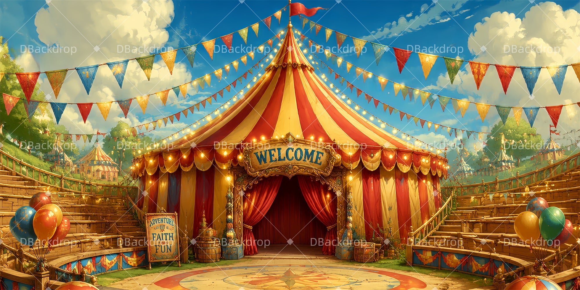 Circus Backdrop Joyful Circus Tent VBS Backdrops LXX65-T6