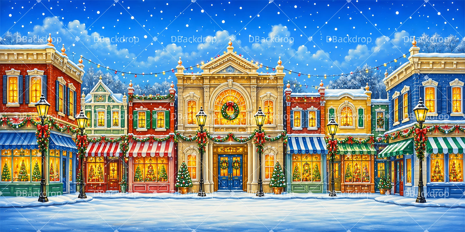 Christmas Stage Backdrops Christmas Avenue Theater Backdrops LXX66-T107