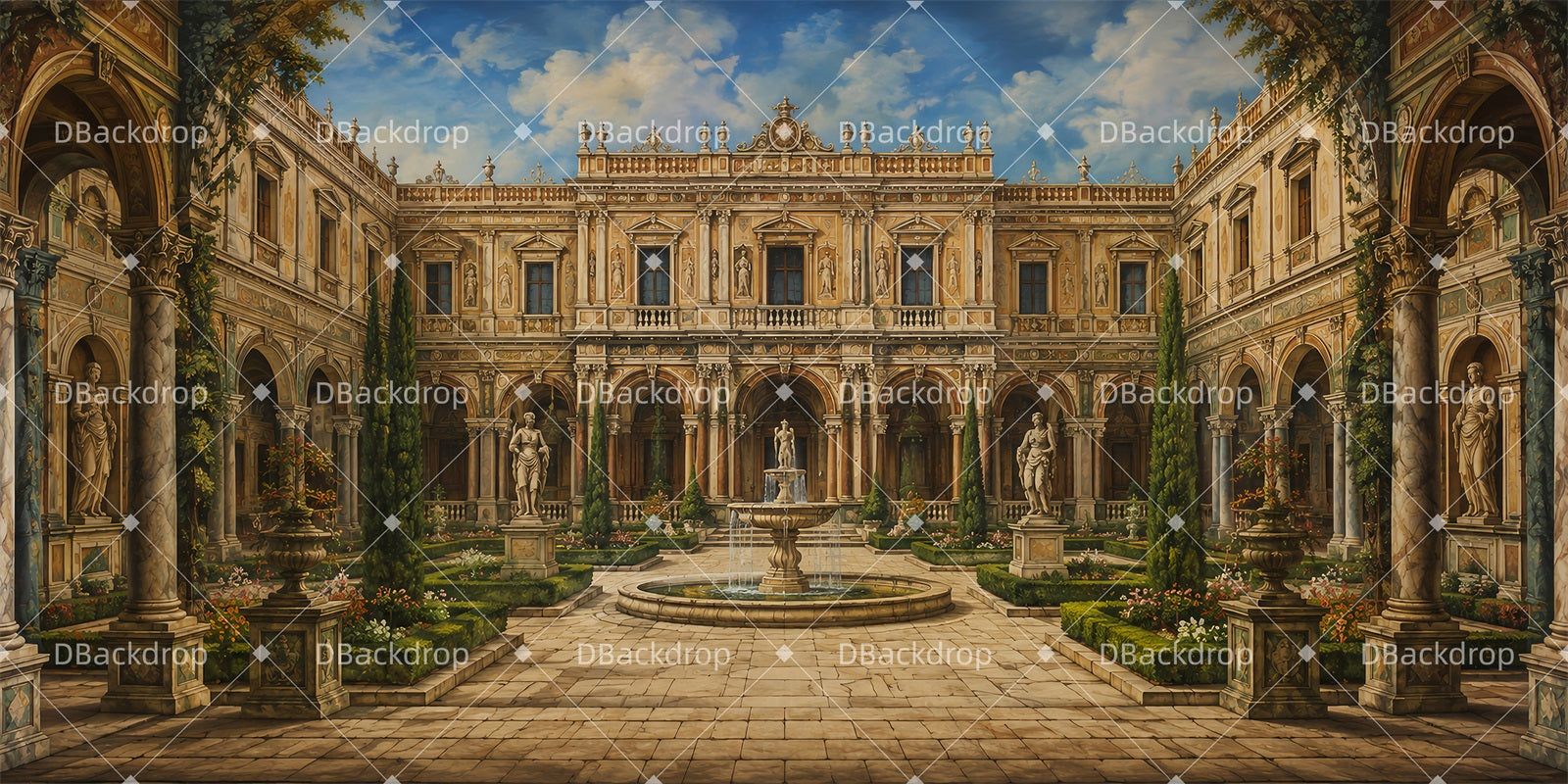 Large Stage Backdrops Palace Courtyard Movie Theater Backdrop LXX66-T123