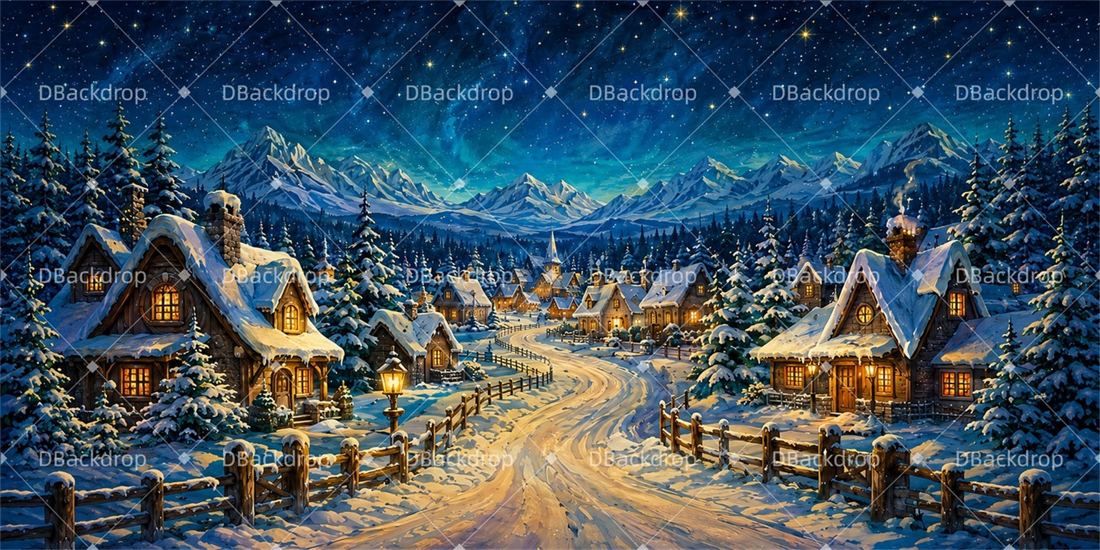 Movie Theater Backdrop Christmas Snowy Village Performance Backdrops LXX66-T133