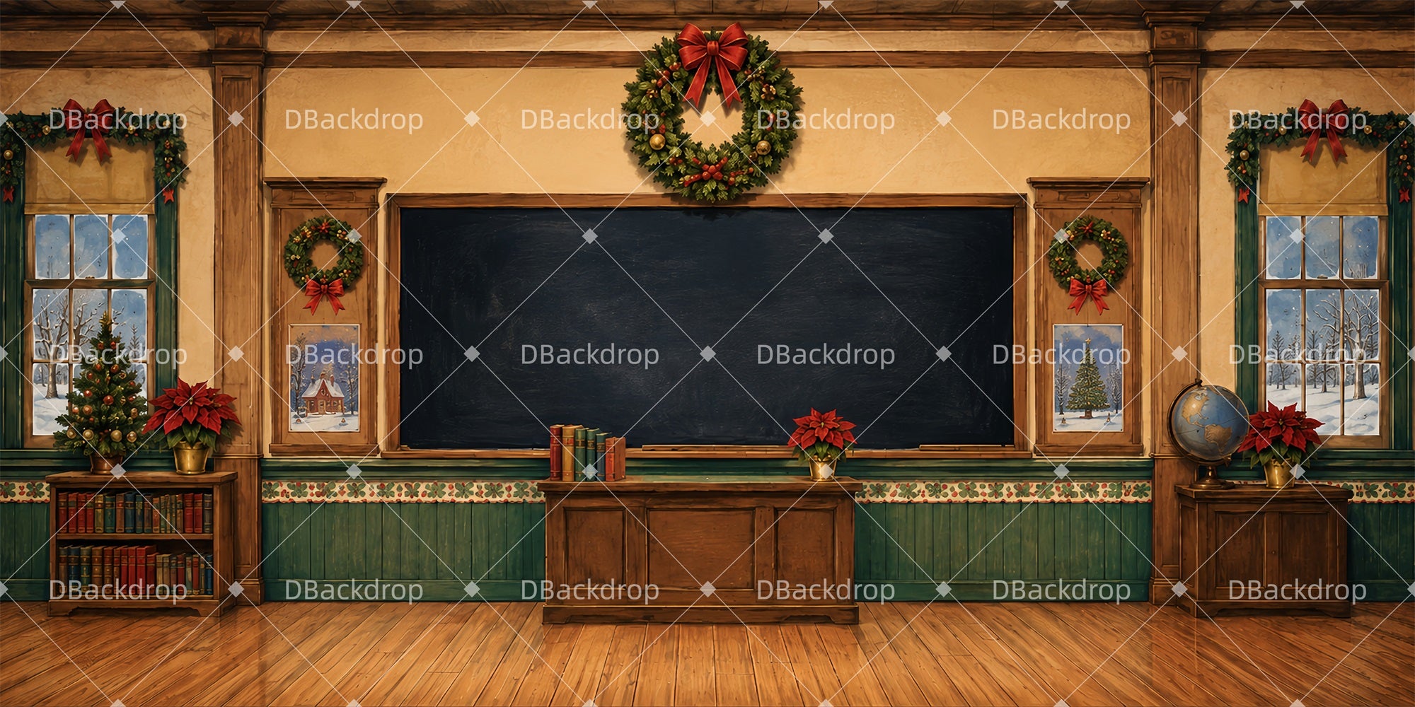 School Play Backdrops Christmas Classroom Performance Backdrop LXX66-T139