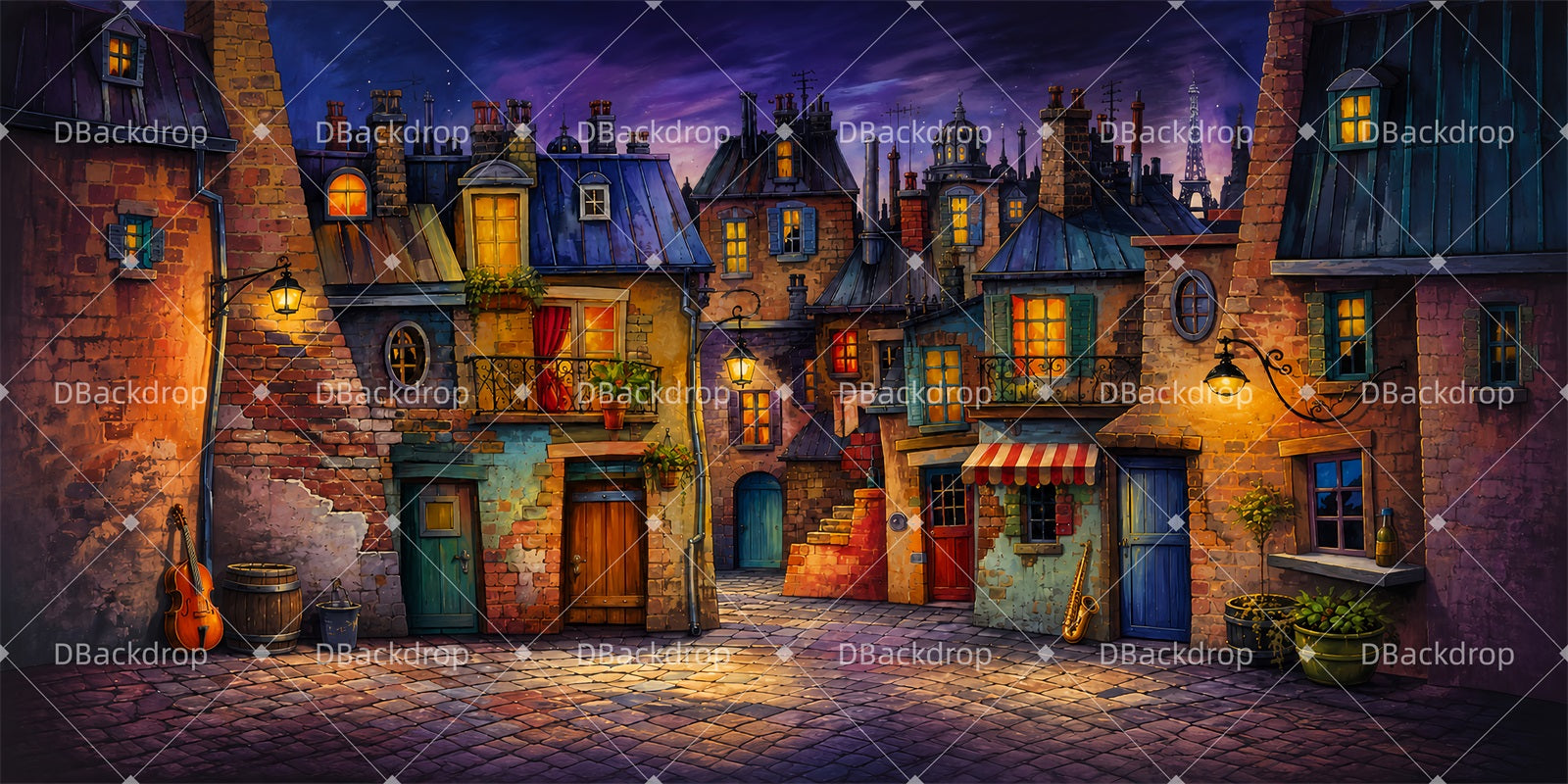 School Play Backdrops Jazz Cat Alley Performance Backdrop LXX66-T161