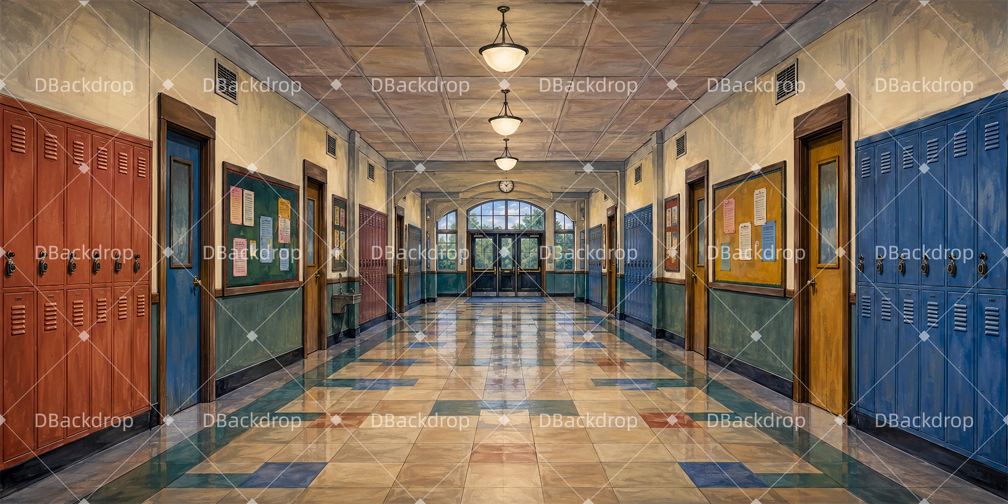 Professional Stage Backdrops School Hallway Theater Backdrop LXX66-T36