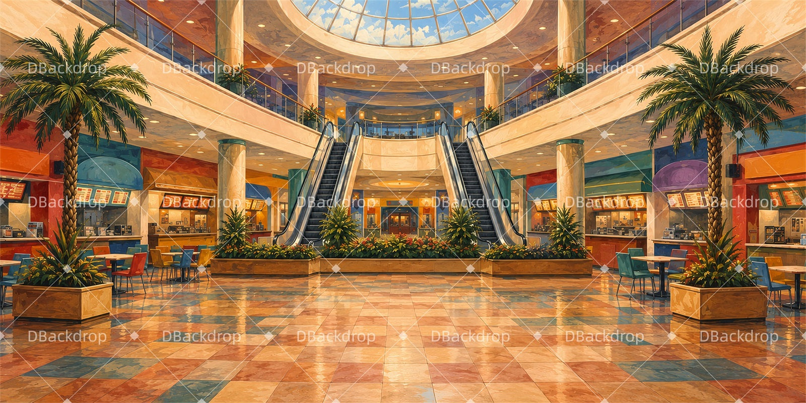 Cheap Theater Backdrops Mall Food Courtc Large Stage Backdrops LXX66-T39