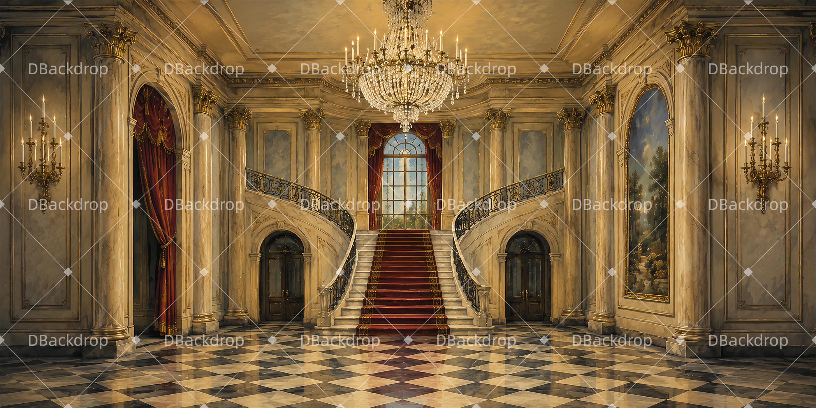 Theater Stage Backdrop Luxury Mansion Hall Dance Backdrop LXX66-T56