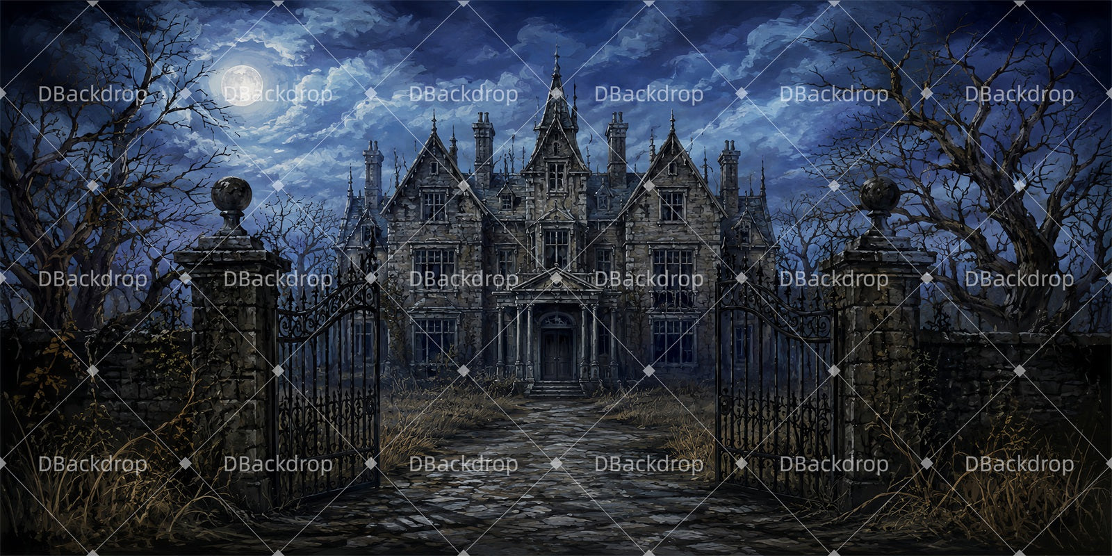 School Play Backdrops Rural Haunted Manor Performance Backdrop LXX66-T59