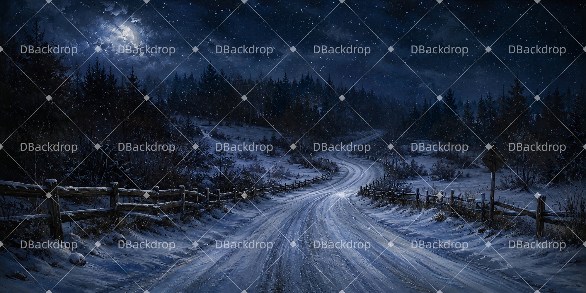Stage Backdrop Winter Escape Road Backdrop For Theater Play LXX66-T60