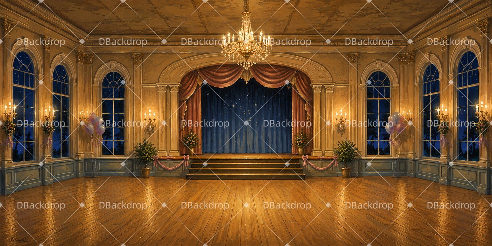 Dance Recital Backdrops Elegant School Ballroom Stage Backdrop LXX66-T64