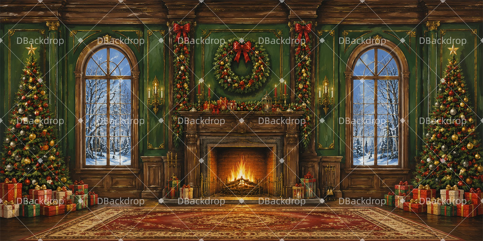 Nutcracker Stage Backdrop Christmas Hearth Room Performance Backdrop LXX66-T68