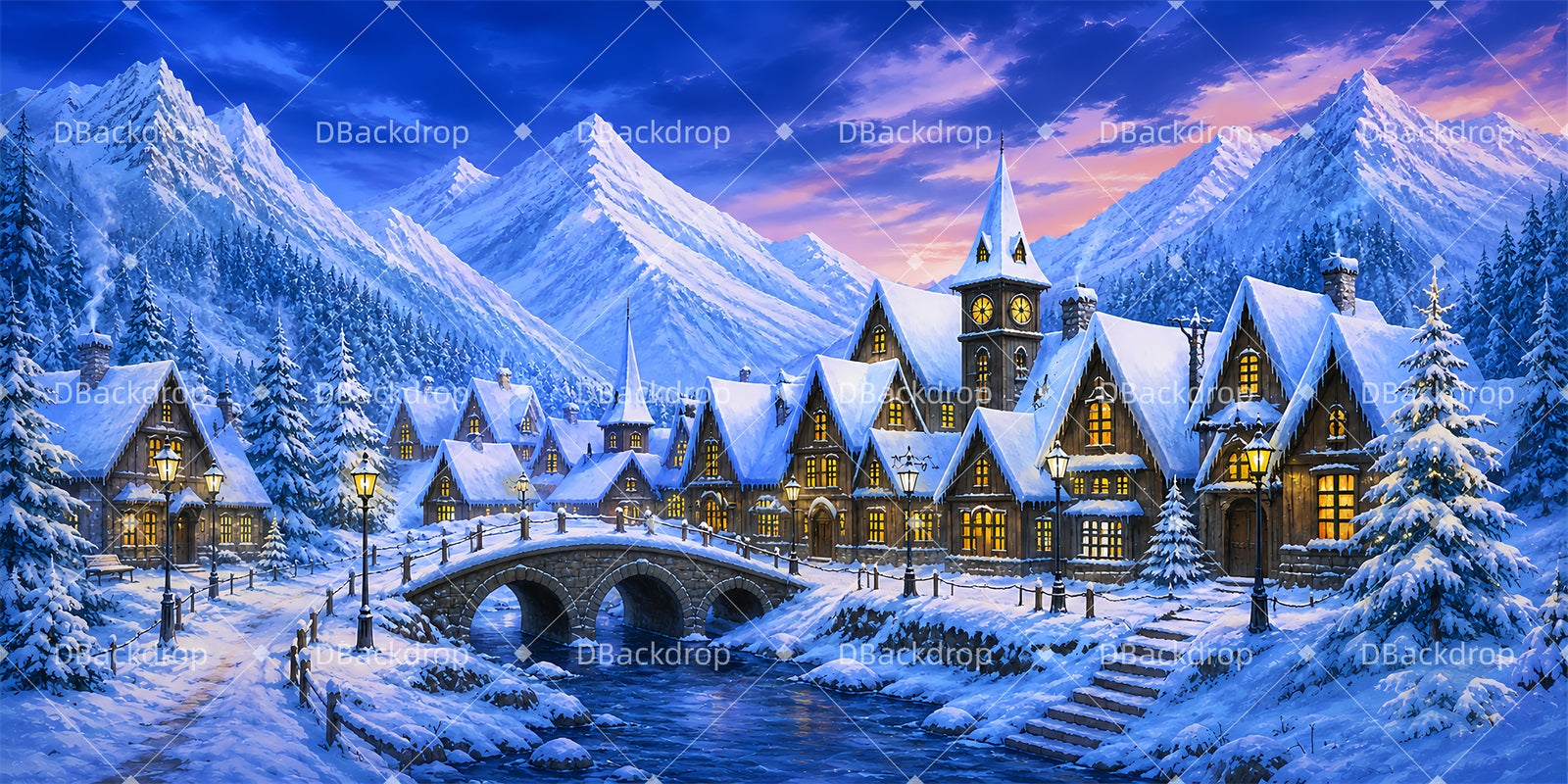 Theater Backdrop Bedford Winter Village Performance Backdrop LXX66-T71