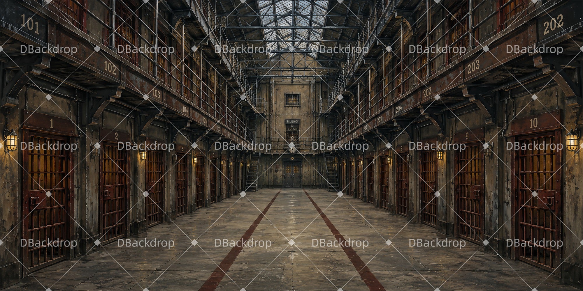 Theater Backdrops Prison Cellblock Professional Stage Backdrops LXX66-T91