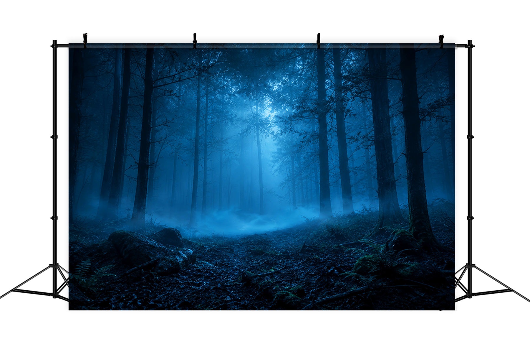 Halloween Forest Backdrop Moonlit Blue Mist Forest Vintage Halloween Backdrop LXX67-141
