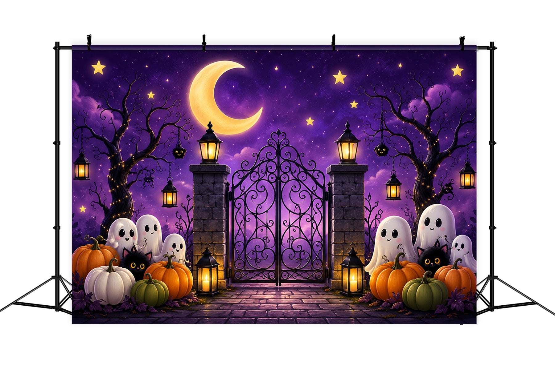 Halloween Arch Backdrop Cute Ghost Pumpkin Gate Large Halloween Backdrops LXX67-142
