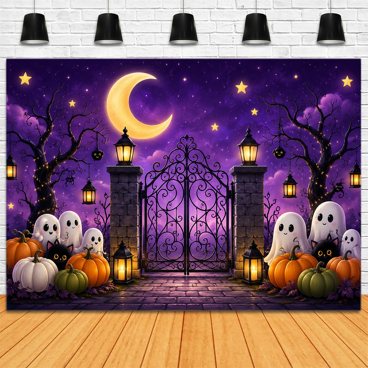 Halloween Arch Backdrop Cute Ghost Pumpkin Gate Large Halloween Backdrops LXX67-142