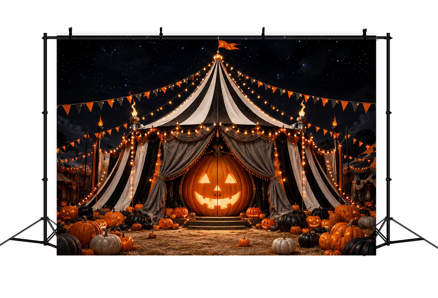 Halloween Carnival Backdrop Pumpkin Carnival Circus Tent DIY Halloween Backdrop LXX67-149