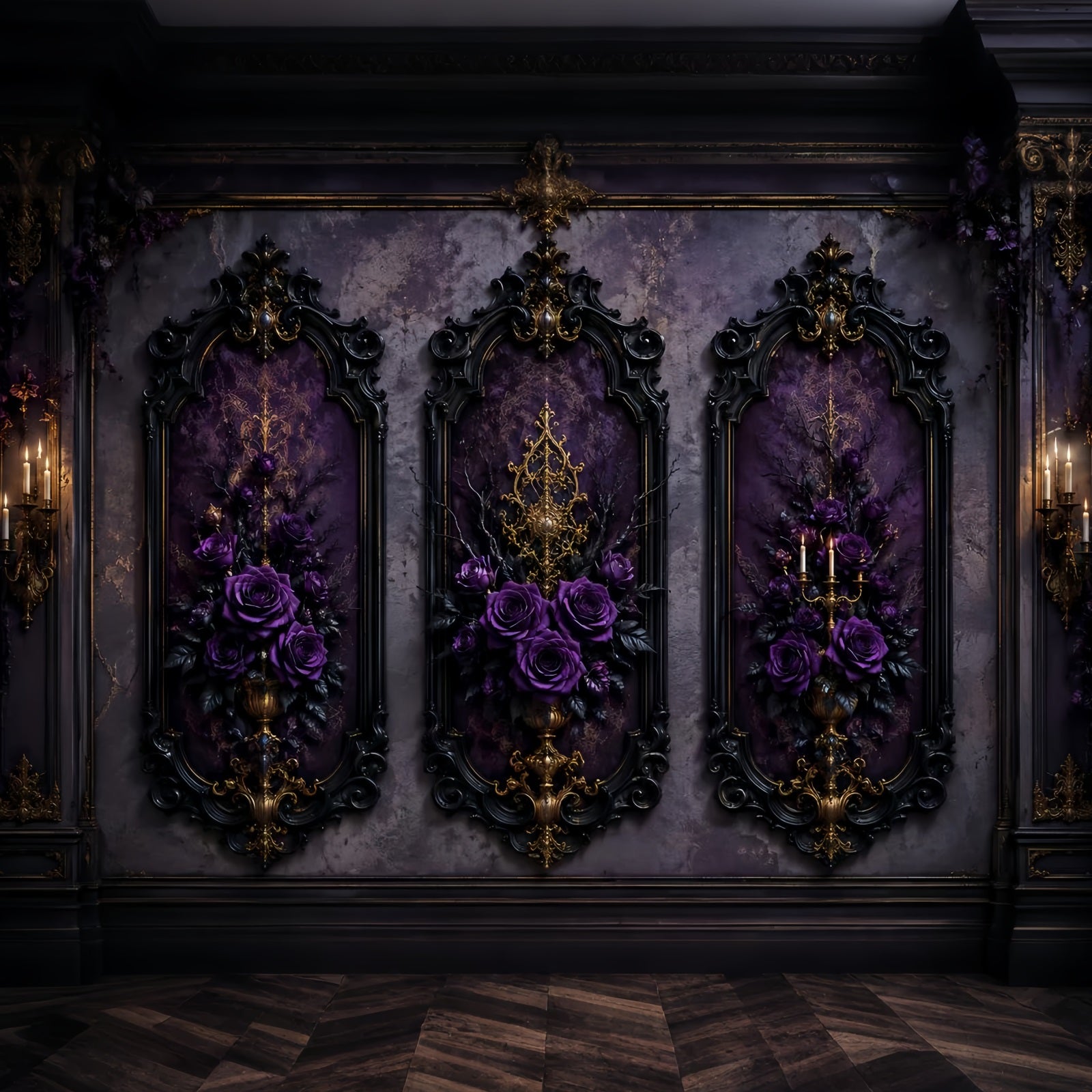 Halloween Backdrop Ideas DIY Purple Rose Gothic Panels Purple Halloween Backdrop LXX67-153