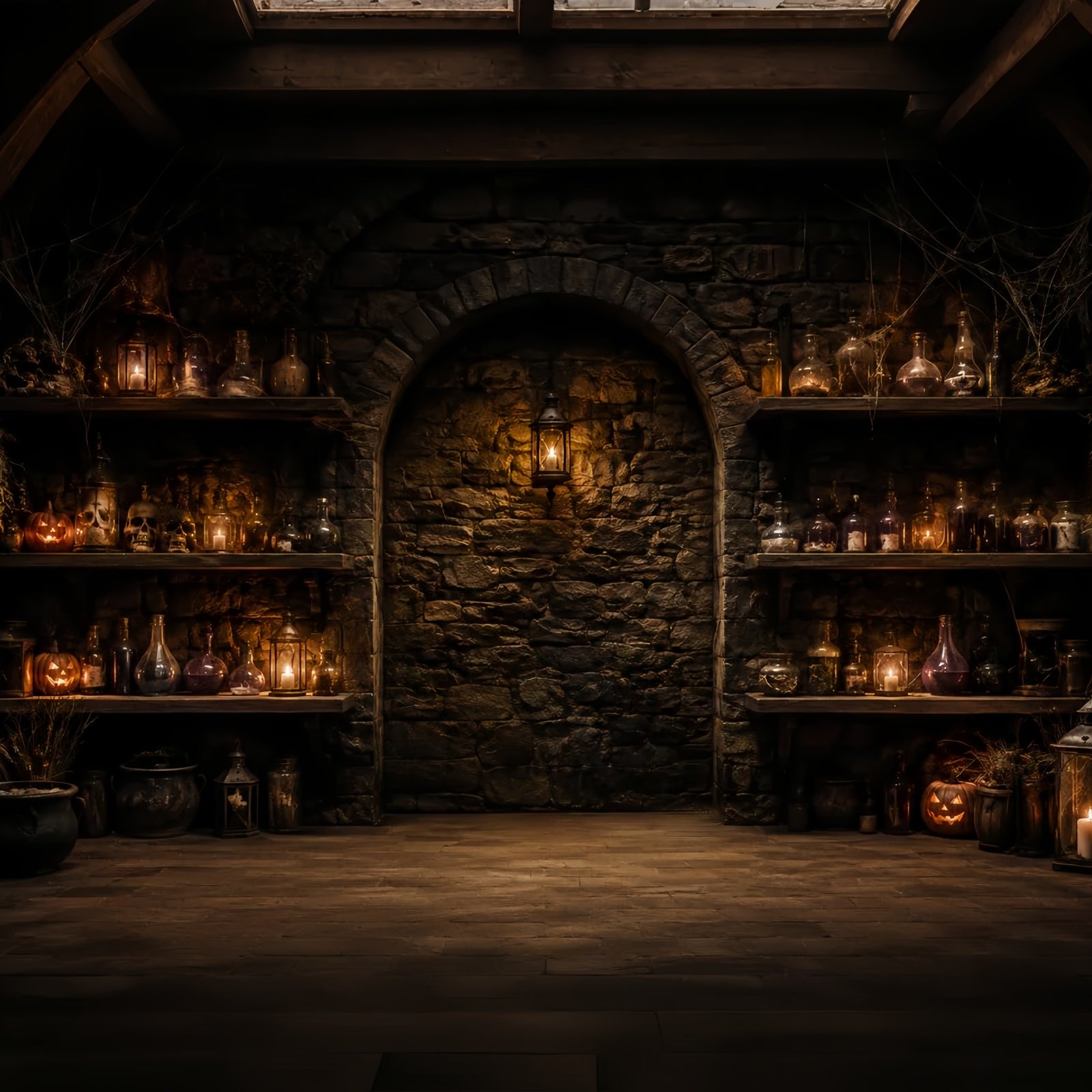 Halloween Backdrop Photos Potion Bottle Stone Cellar DIY Halloween Photo Backdrop LXX67-159