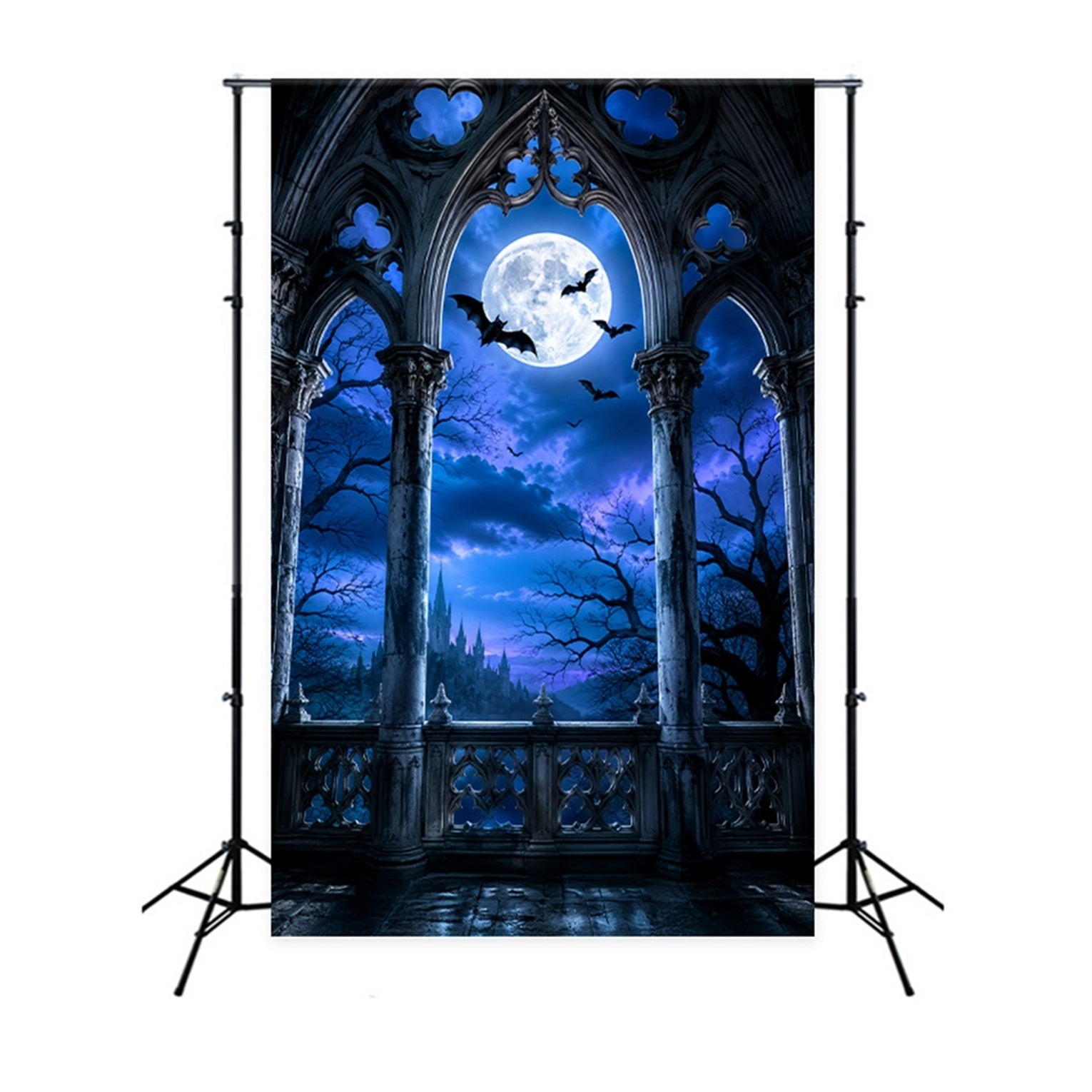 Halloween Themed Backdrops Moonlit Gothic Cathedral Arch Halloween Backdrop Ideas LXX67-164