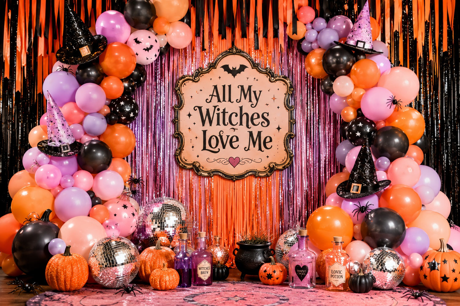 Halloween Backdrop Photo Booth Witchy Balloon Party Display Backdrops Halloween LXX67-193