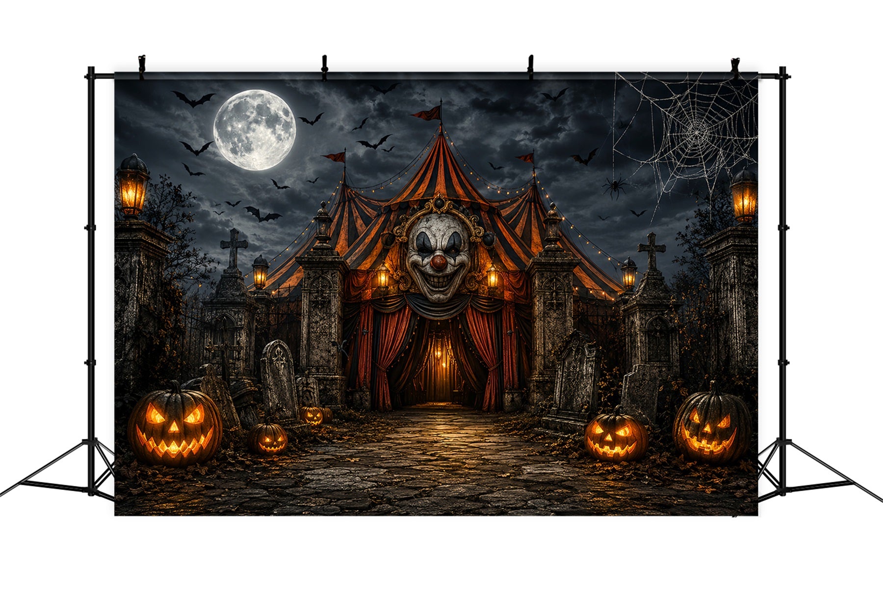 Halloween Carnival Backdrop Sinister Clown Graveyard Circus DIY Halloween Backdrop LXX67-199