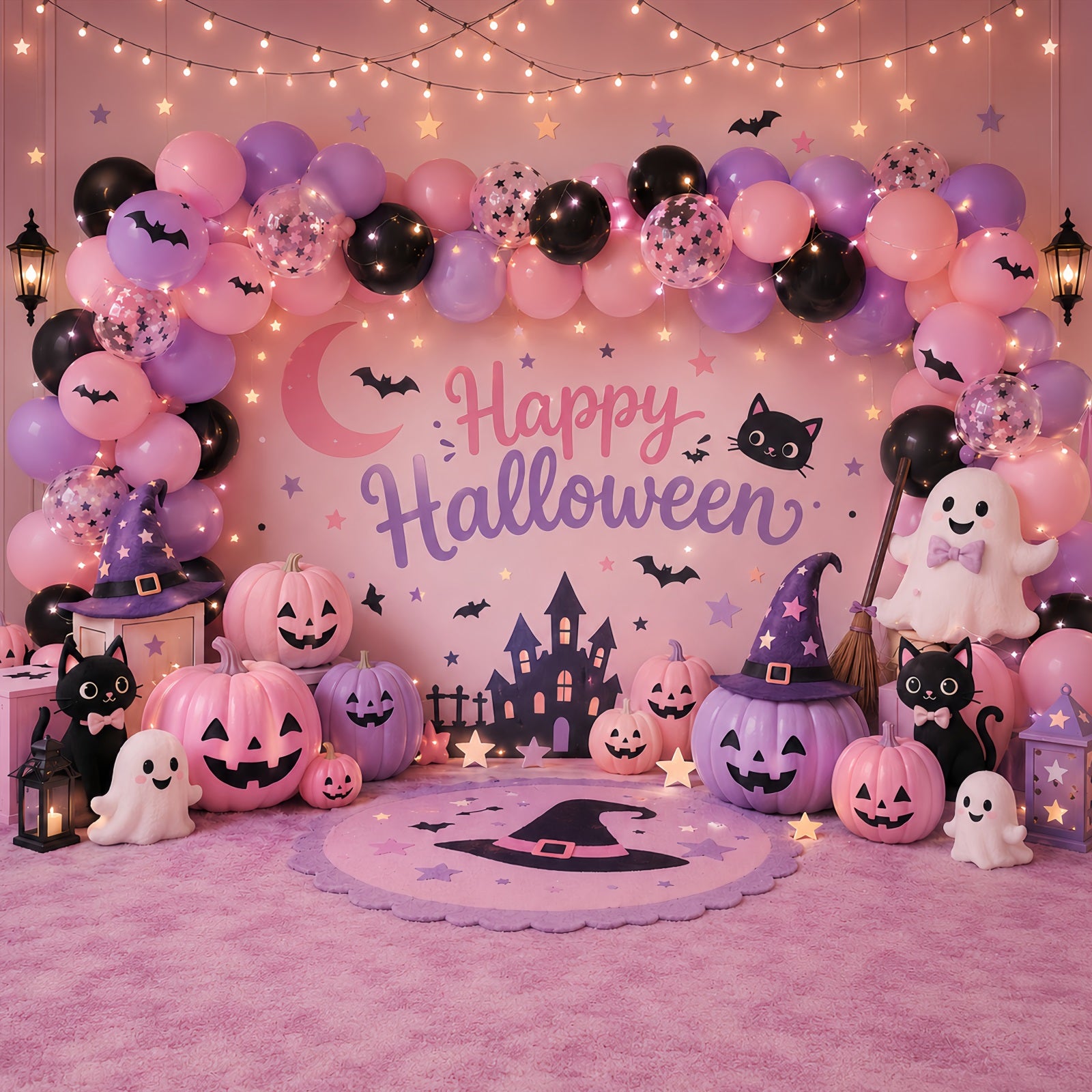 DIY Halloween Photo Booth Backdrop Pastel Ghost Pumpkin Party 10x10 Halloween Backdrop LXX67-200
