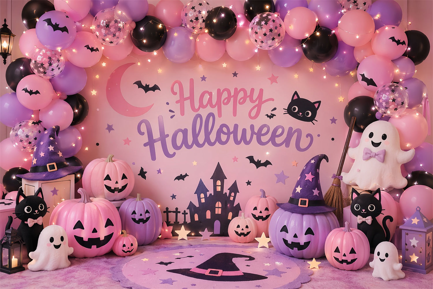 DIY Halloween Photo Booth Backdrop Pastel Ghost Pumpkin Party 10x10 Halloween Backdrop LXX67-200