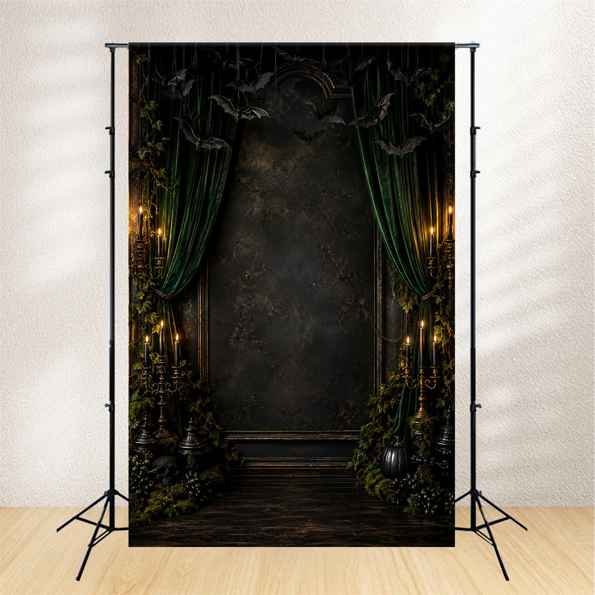 Halloween Scene Backdrop Emerald Bat Candle Chamber Backdrop For Halloween LXX67-205