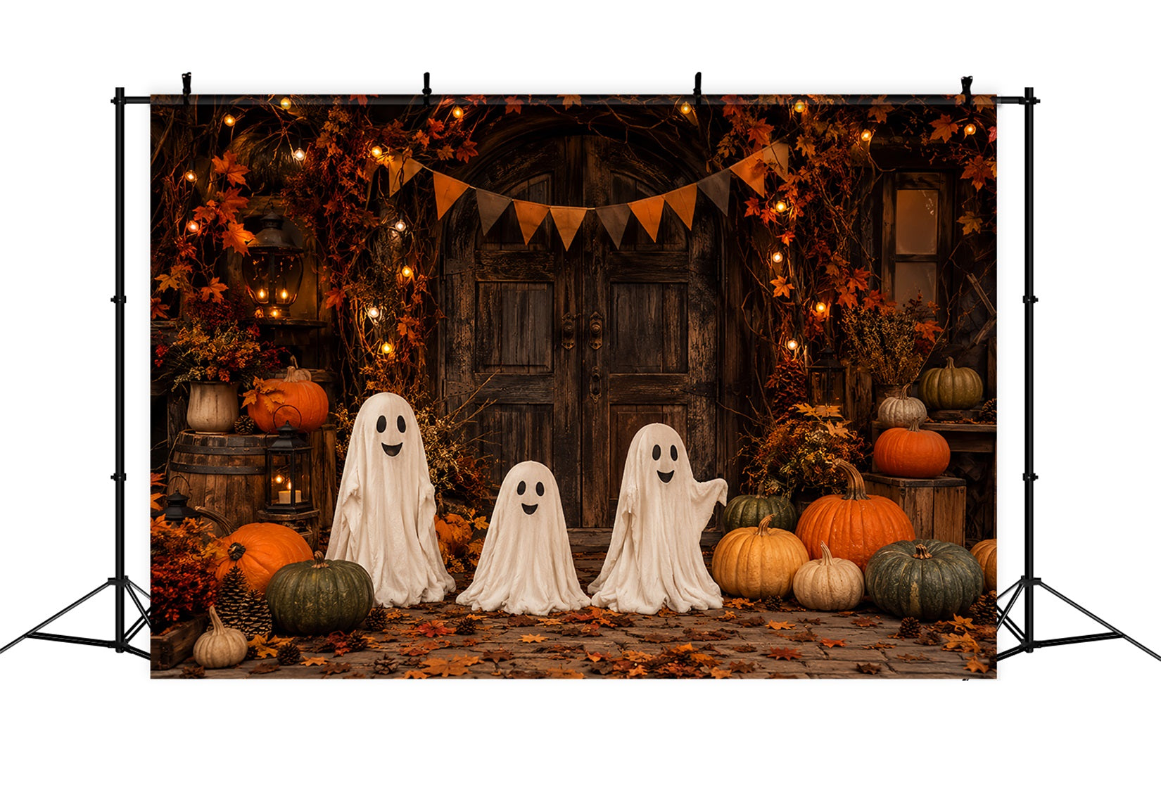 Haunted Mansion Backdrop Rustic Ghost Pumpkin Doorway Gothic Backdrop LXX67-214
