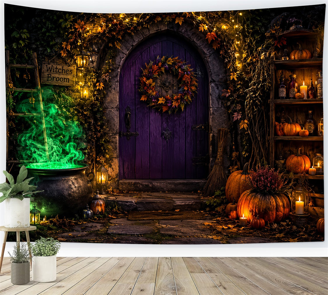 Witch Backdrop Glowing Cauldron Doorway Gothic Backdrops LXX67-223