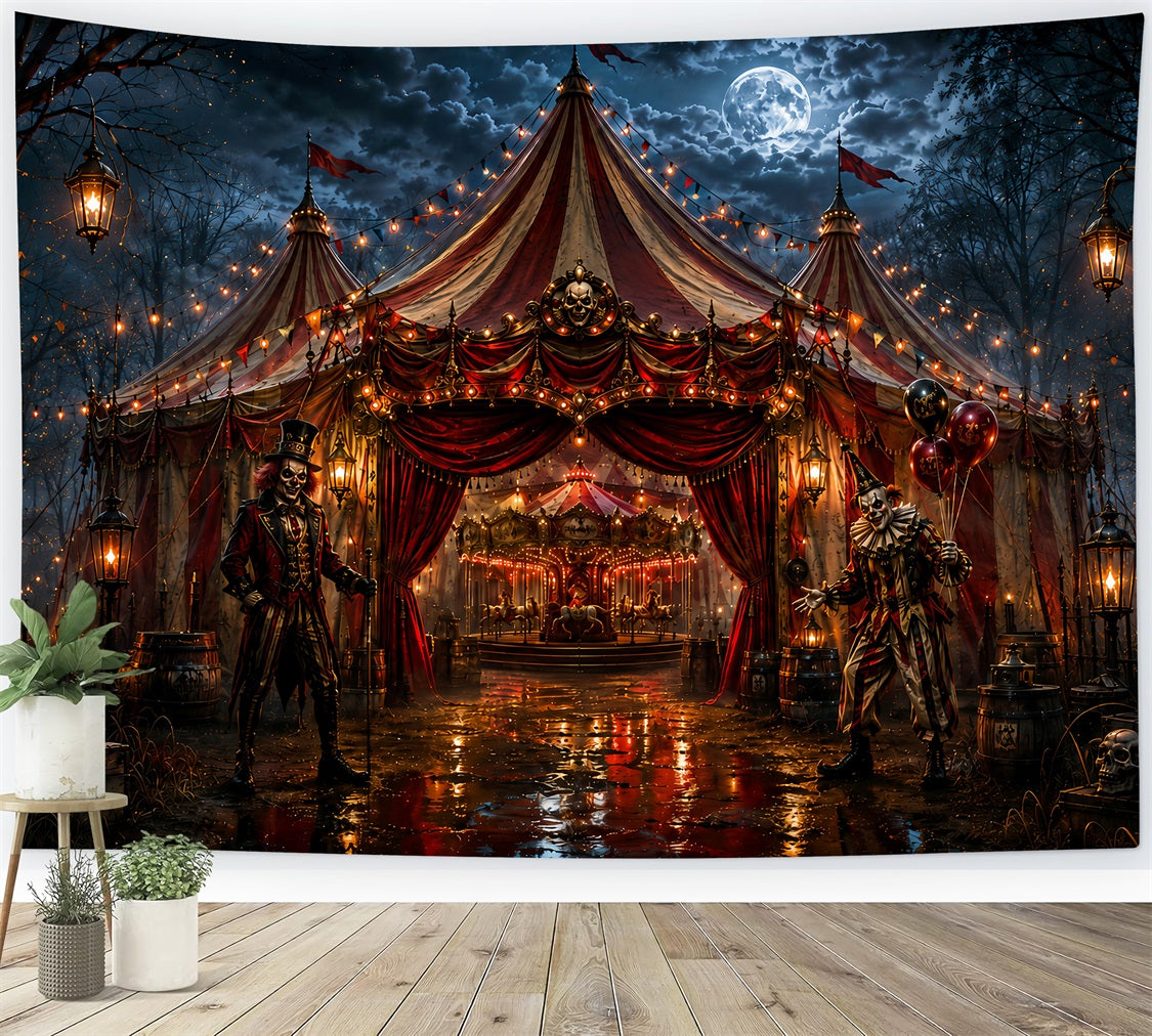 Creepy Carnival Backdrop Sinister Clown Circus Entrance Backdrop Halloween LXX67-231