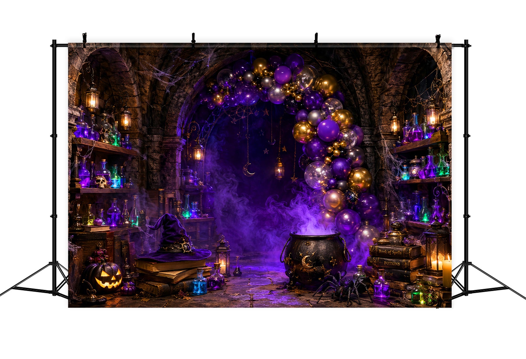 Halloween Backdrop Ideas DIY Purple Witch Potion Laboratory Purple Halloween Backdrop LXX67-49
