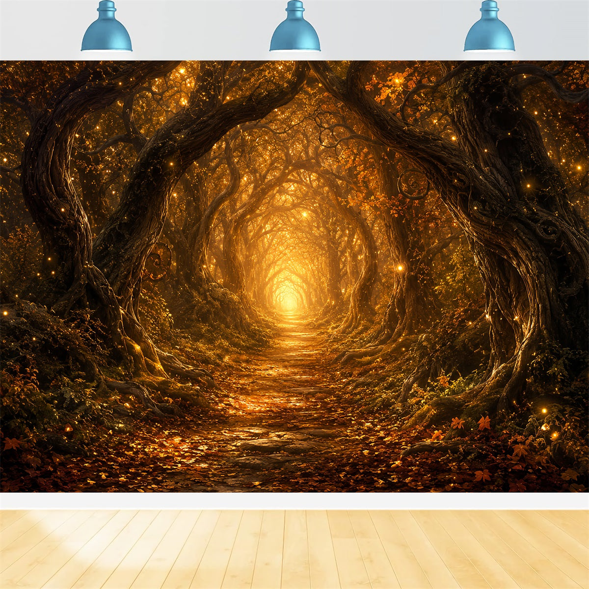 Halloween Backdrop Photos Enchanted Golden Forest Path DIY Halloween Photo Backdrop LXX67-56