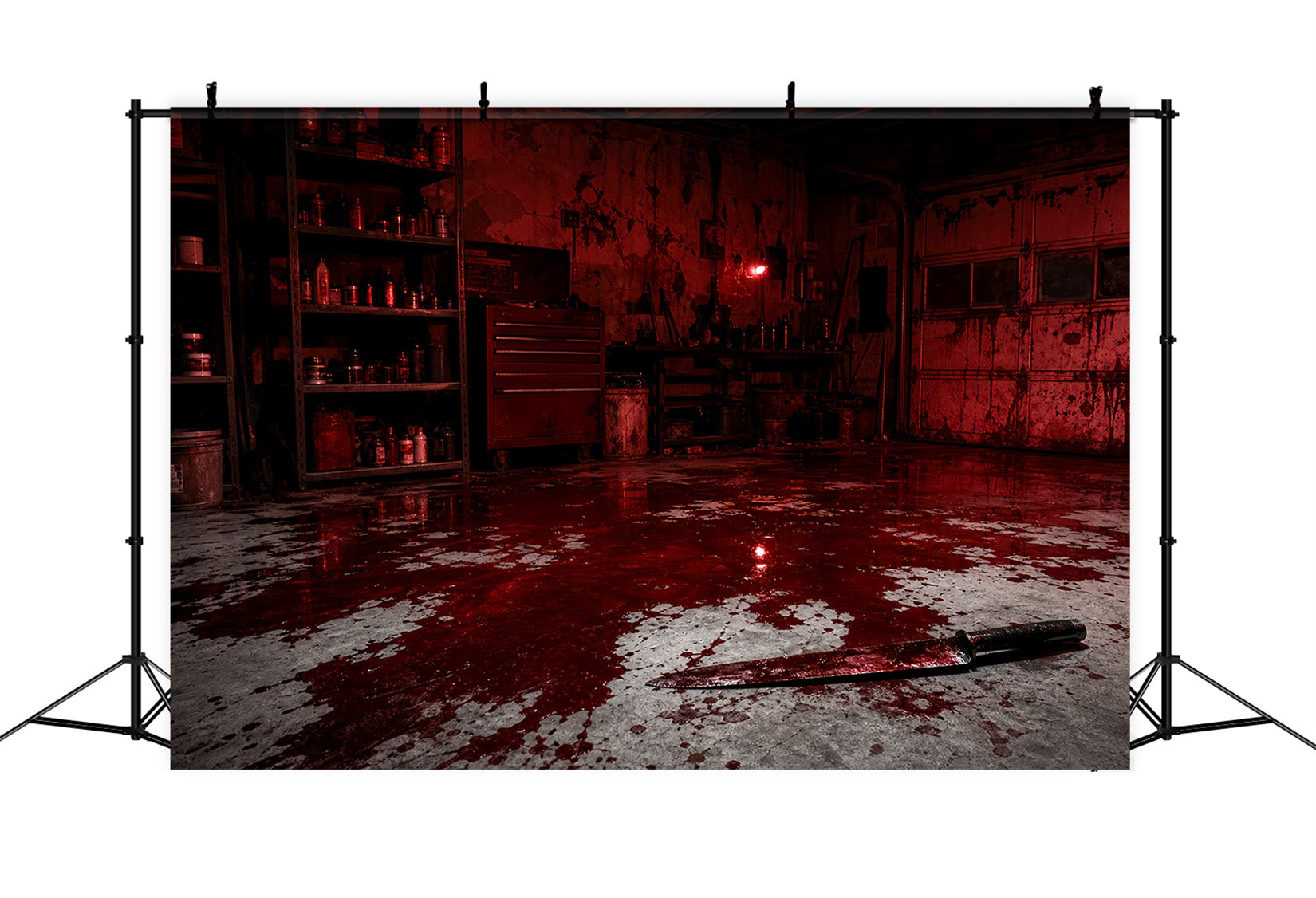 Halloween Garage Backdrop Bloody Room Knife Floor Backdrops For Halloween LXX67-82
