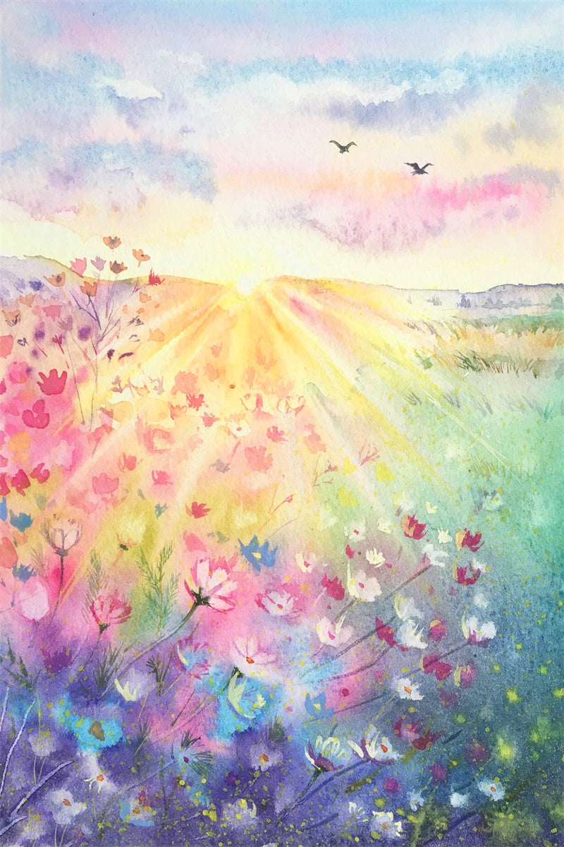 Spring Oil Painting Colorful Nature Flower Backdrop M1-42