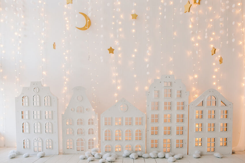 White Curtain Cotton Decor Shiny Light Backdrop