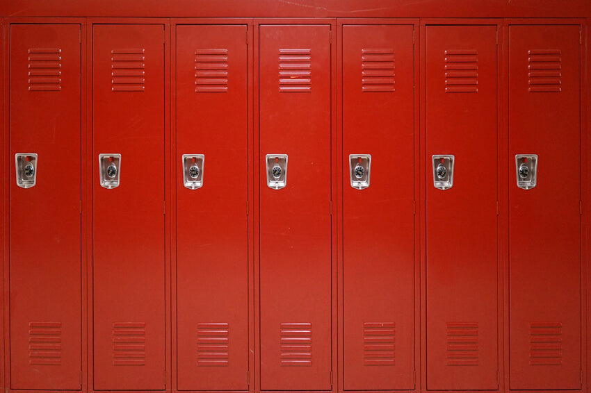 Red High School Locker Photography Backdrop