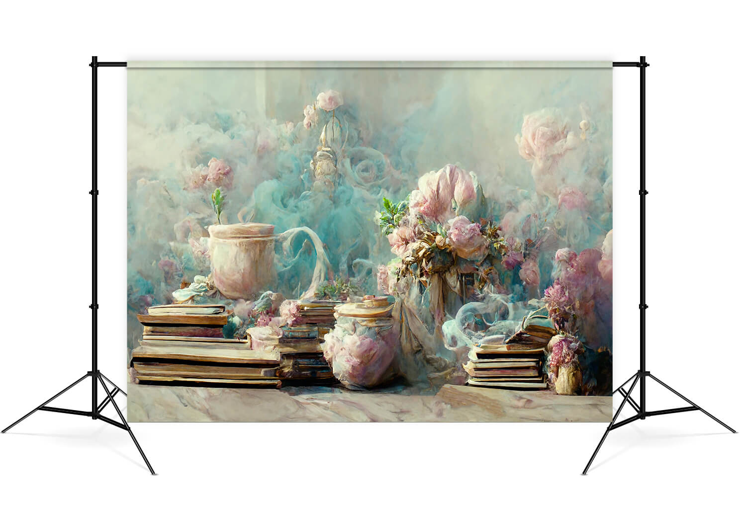 Art Painting Afternoon Tea Book Flower Backdrop