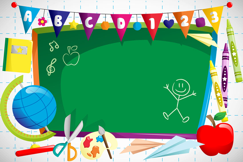 Blackboard Watercolor Pen Back to School Backdrop